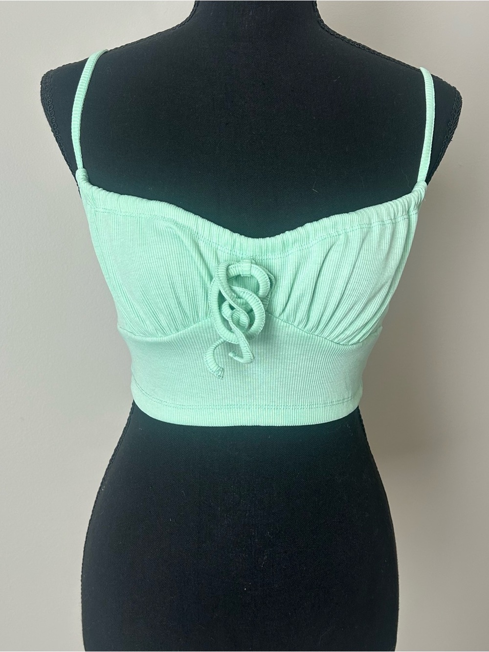 Mint Green Ribbed Crop Cami Top Size Small